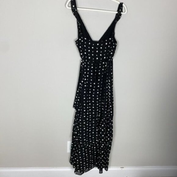 Hutch Georgia Maxi Dress Ruffles Wrap Floral Polka Dots Layered Cocktail Black - Picture 9 of 12